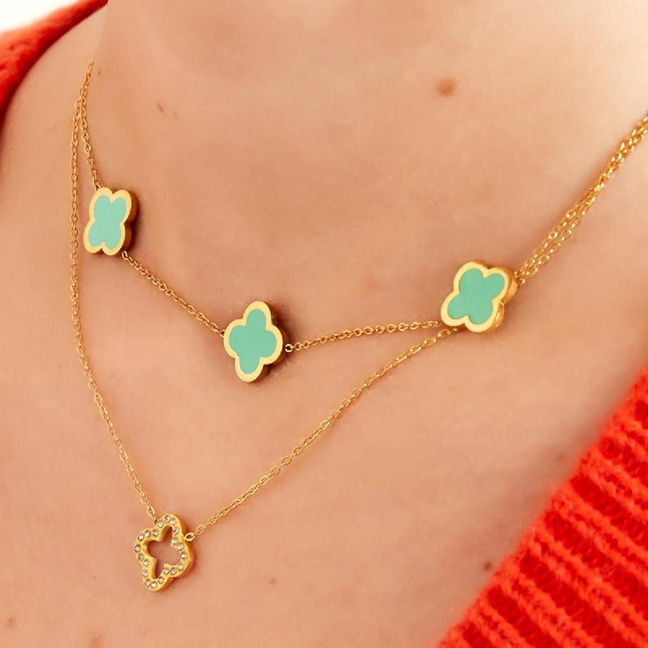 Necklace three colorful clovers Picture7